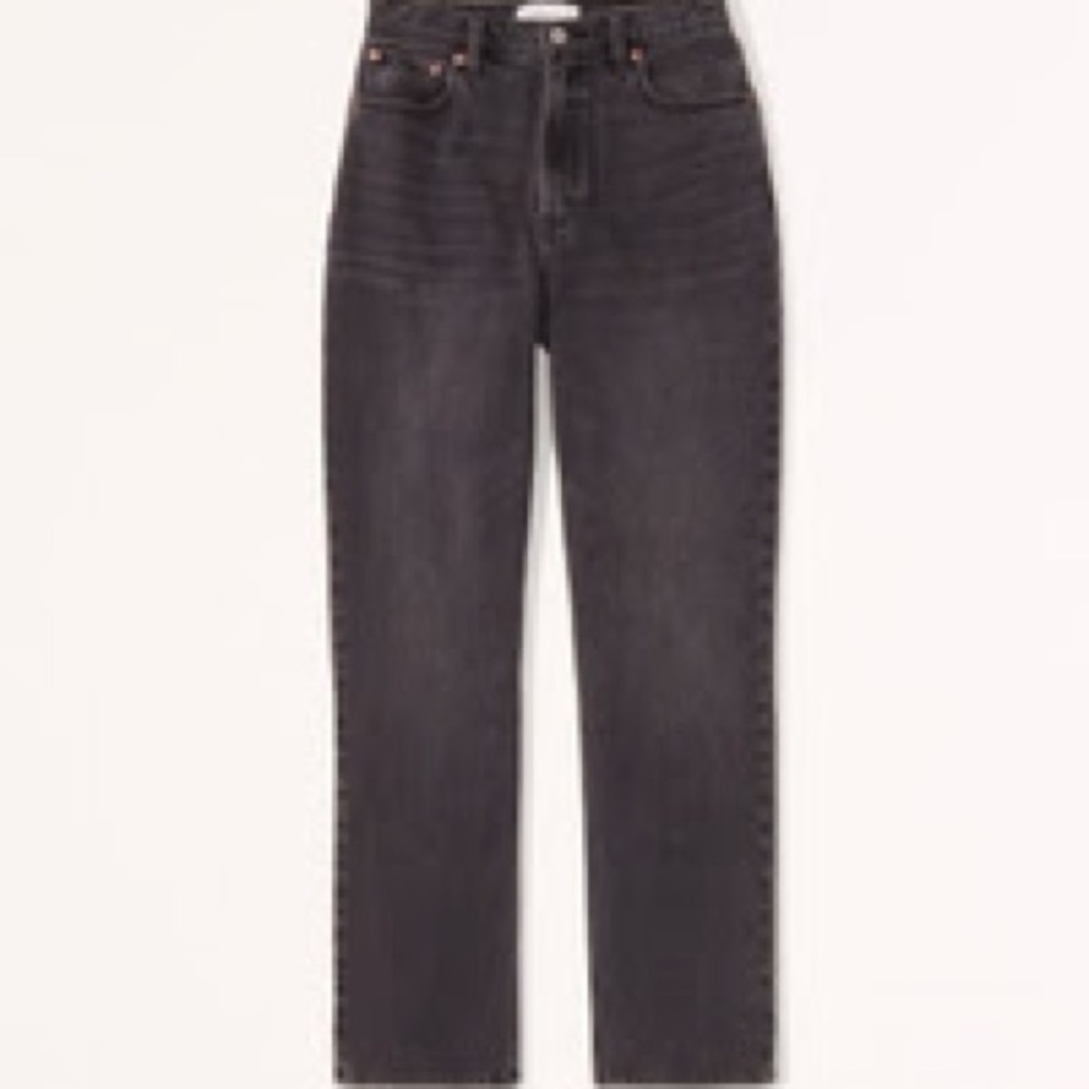 Abercrombie & Fitch Curve Love Ultra High Rise 90s Straight Jeans Charcoal Black